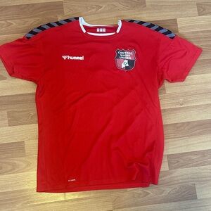 Hummel Red Soccer Jersey with Black Stripes